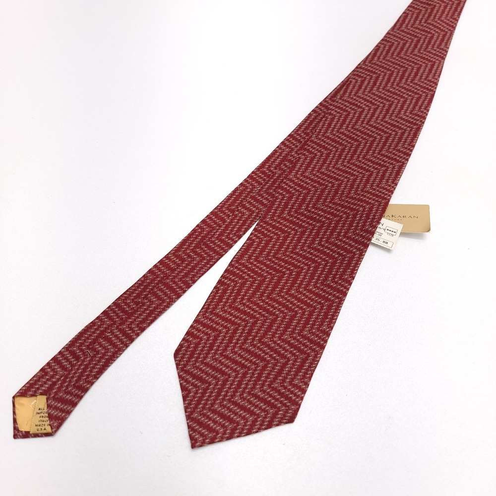 Men's Donna Karan Silk Necktie Tie NWT Vintage USA DKNY Red 4" x 55"